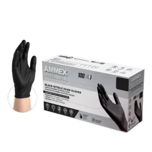 Ammex Nitrile Gloves Large Disposable Exam Grade Black Powder Free Smooth Polymer Coated 100bx 10bxcs