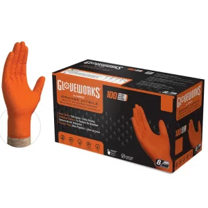 Gloveworks Industrial Nitrile Glove Orange PowderFree NonSterile 100bx 10 bxcs