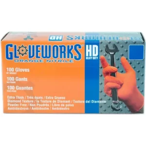Gloveworks Industrial Nitrile Glove Orange XLarge PowderFree NonSterile 100bx 10 bxcs