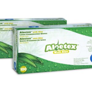 DYNAREX ALOETEX LATEX GLOVES XSmall Green  (10 bx of 100)