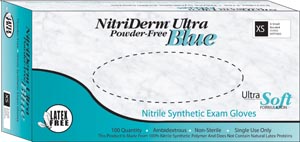 INNOVATIVE NITRIDERM ULTRA BLUE NITRILE SYNTHETIC POWDERFREE NONSTERILE EXAM GLOVES (10 boxes of 100)