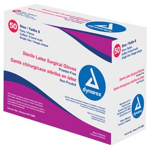 DYNAREX LATEX POWDER FREE SURGEONS GLOVES (4 boxes of 100)