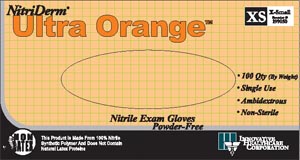 INNOVATIVE NITRIDERM ULTRA ORANGE POWDERFREE EXAM GLOVES (10 boxes of 100)