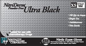 INNOVATIVE NITRIDERM ULTRA BLACK POWDERFREE NITRILE SYNTHETIC GLOVES (10 boxes of 100)