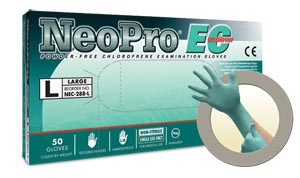 ANSELL MICROFLEX NEOPRO EC POWDERFREE  EXTENDED CUFF CHLOROPRENE EXAM GLOVES (10 bx of 50)